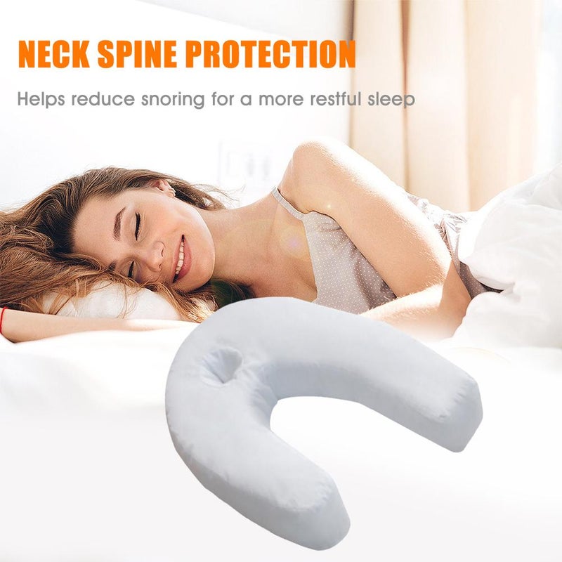 U-Shaped Side Sleeping Pillows For Neck And Shoulder Pain, Air Beads Support Pillow with Removable Cooling Cover, Neck Shoulder Spine Alignment for Snoring Reduction & Better Sleep  ﻿ - Image 2